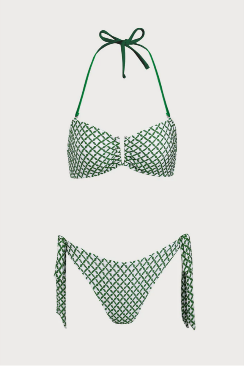 2026 Women's Lace-up Plaid Halter Bikini Set