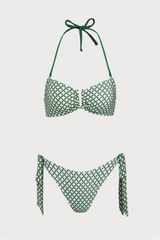 2026 Women's Lace-up Plaid Halter Bikini Set