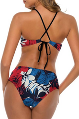 Women's Halter Neck Fashion Floral Bikini Swimsuit Set