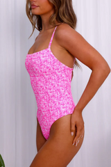 2026 Women's Elegant Square Neck Printed One-Piece Swimsuit