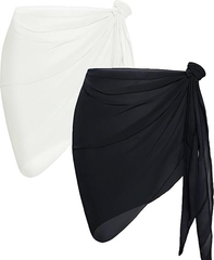 Women's 2-Piece Swimsuit with Sheer Wrap Skirt Cover-up