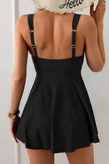 2026 Women's Off-Shoulder Printed Color Block Flowy Swimsuit