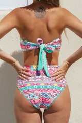 2026 Women's Double-Sided Tribal Print Bandeau Bikini Set