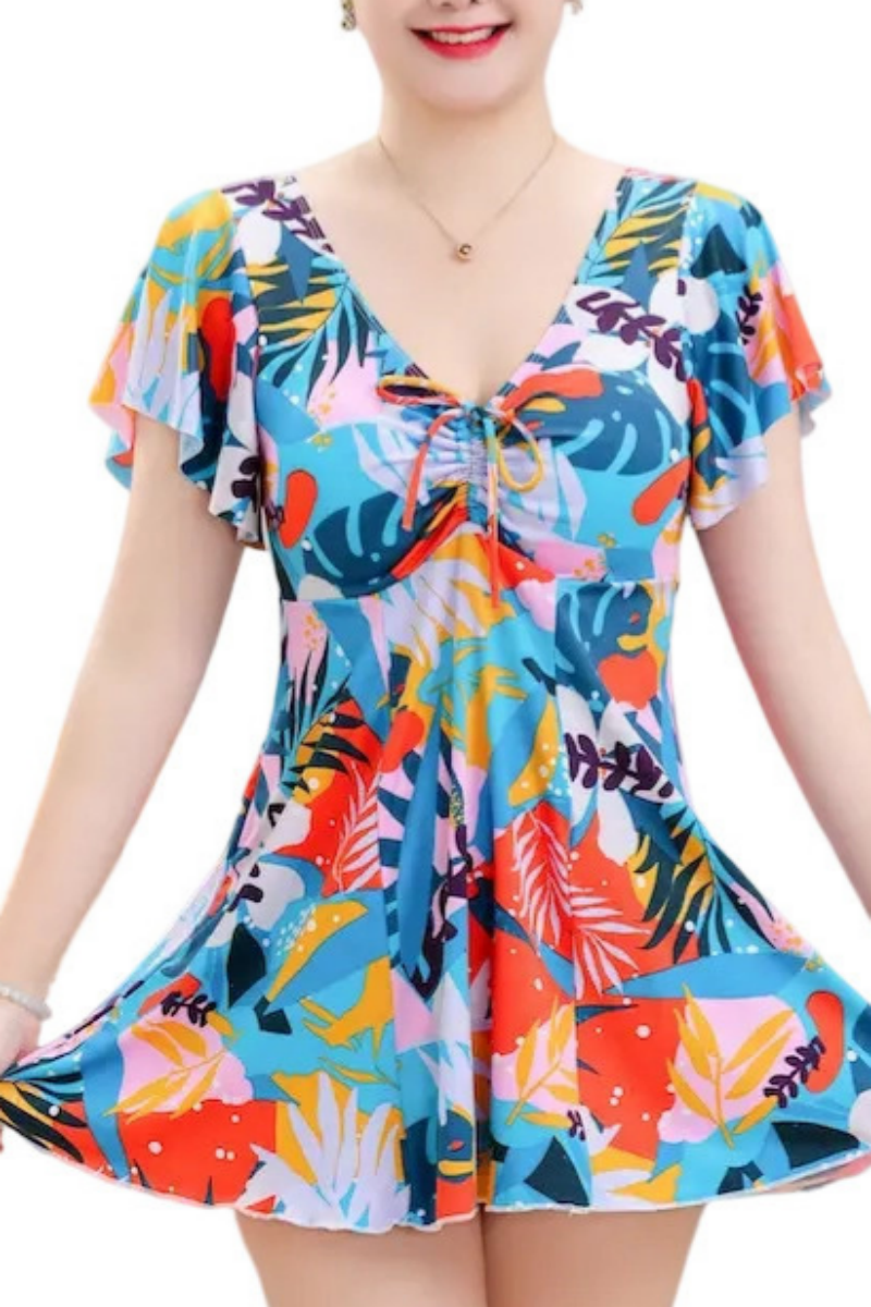 2026 Women's Flowy Swim Skirt — Printed & Solid Color Paneled Style