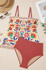 2026 Women's Bohemian Floral Pattern Tankini Suit