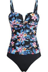 2026 Women's V-Neck Underwire Crossover Design Tankini Swimsuit Set