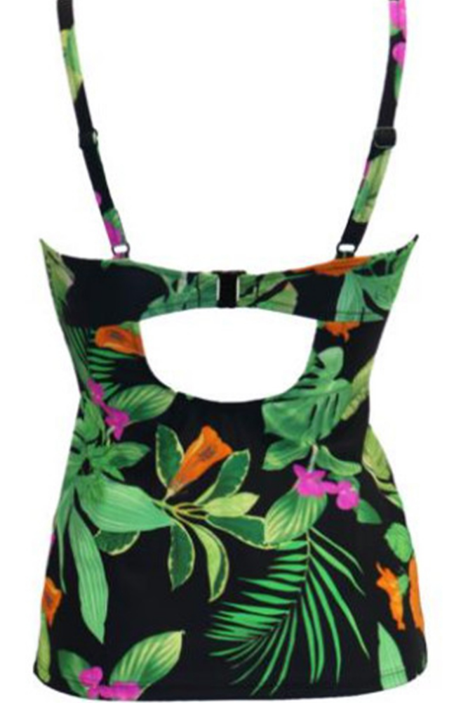 2026 Women's Tropical Style Underwire Padded Suspender Tankini Swimsuit