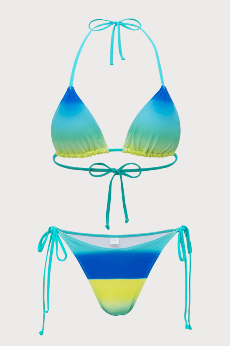 2026  Blue Ombre Print Bikini Set