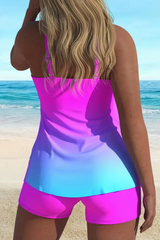 2026 Women's Deep V-Neck European-Style Ruffled Tankini Swimsuit (Two-Piece Set)