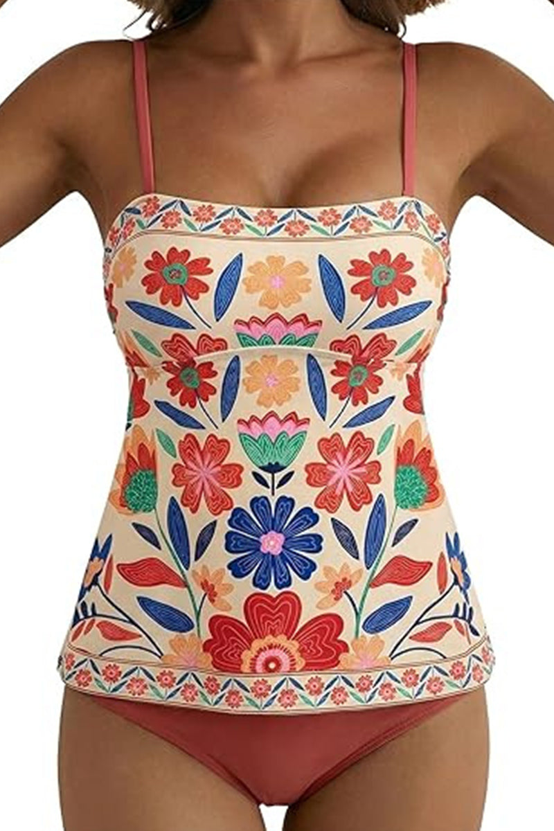 2026 Women's Bohemian Floral Pattern Tankini Suit