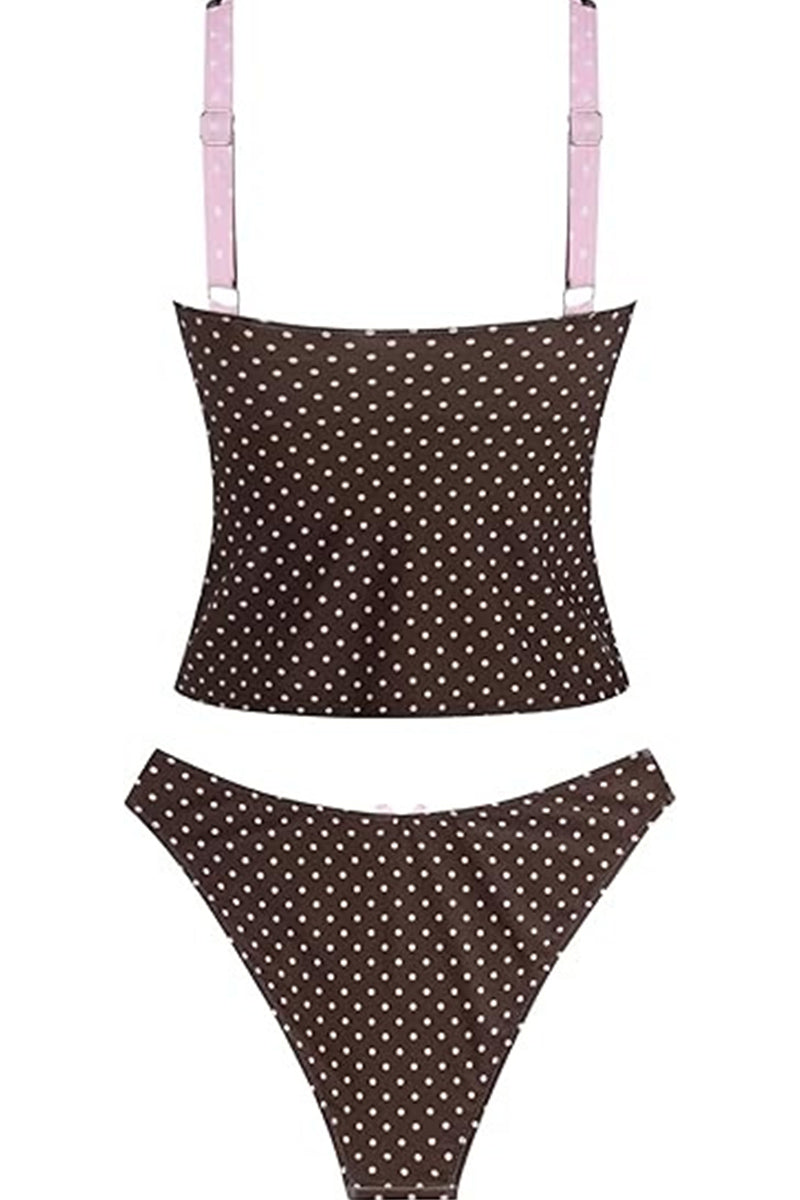 2026 Women's V-Neck Bow Color-Blocked Tank Top Swimsuit