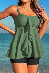 2026 Women's Two-Piece Ruffled Tankini Swimsuit Set