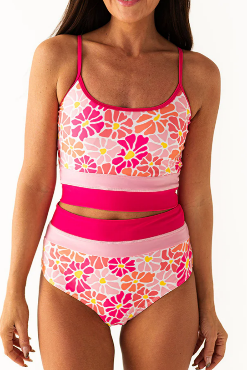 2026 Women's Color-Block Printed Patchwork Bikini Set