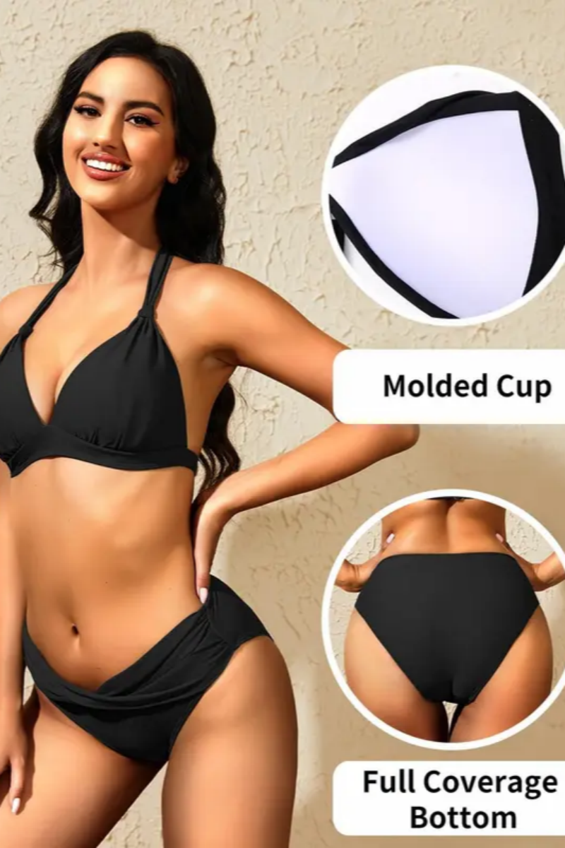 Women's Halter-Neck Push-Up Bikini Set