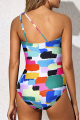 Stylish Colorblock One-Shoulder Tummy Control One Piece Swimsuit
