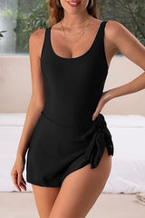 Black One Piece Swimdress Swimsuits for Women Tummy Control Swim Dresses Skirt Bathing Suit