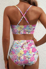 U-Wire Cutout High Waisted Crisscross Back Bikini Set