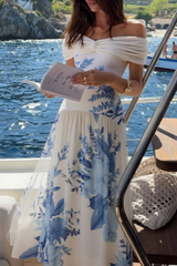 2026 Off-shoulder Floral Print Swimsuit with Skirt Set