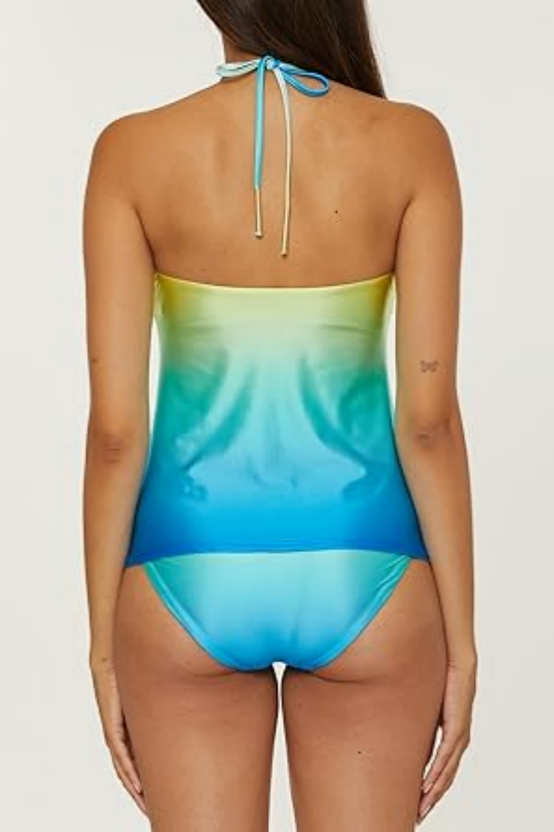 2026 Women's Casual Gradient Loose Tankini Swimsuit Set