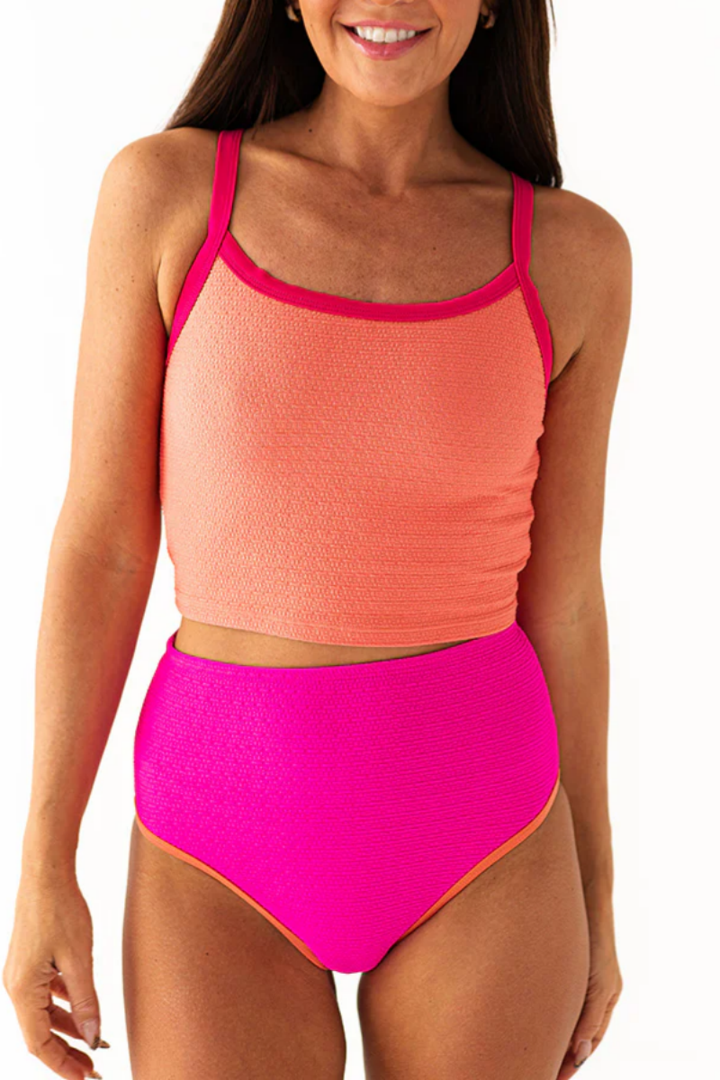 2026 Women's Sweet Neon Color-Block Bikini Set