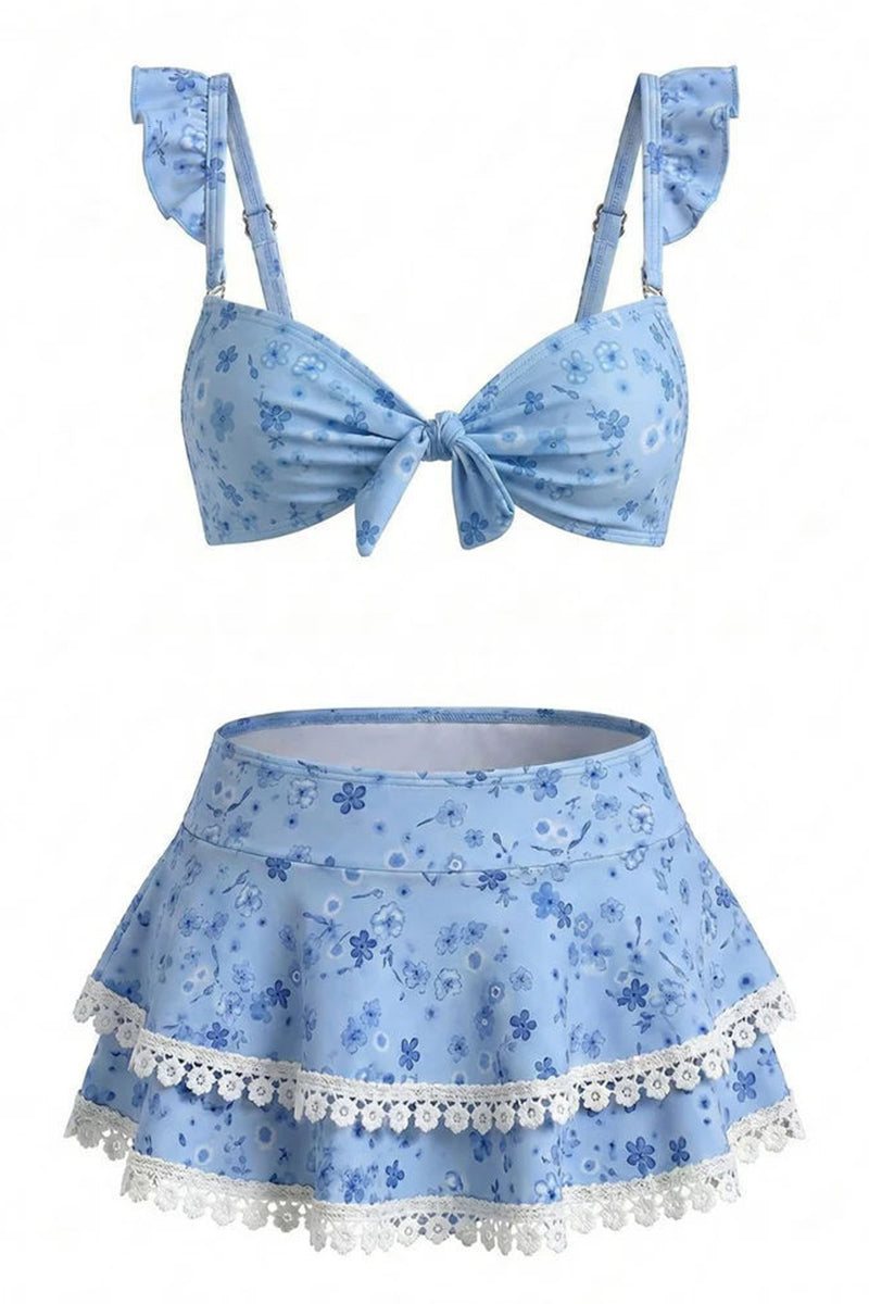 2026 Women's Floral Ruffled Strap Lace Bikini Set