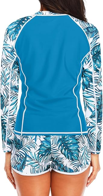 2026 Women's Long-Sleeved Color-Blocked Printed Bra Tankini Set
