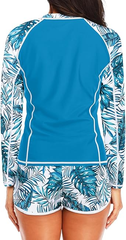 2026 Women's Long-Sleeved Color-Blocked Printed Bra Tankini Set