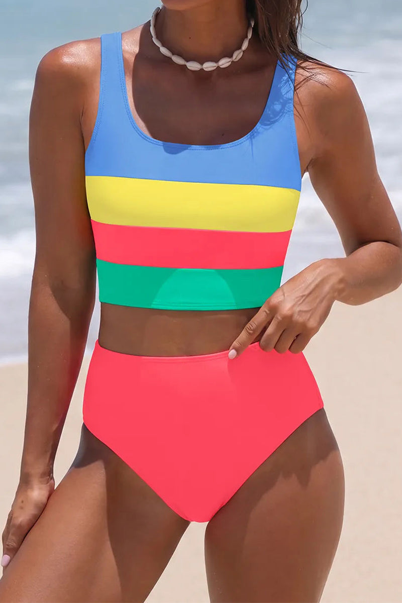 2026 Women's Striped Color Block Tank Bikini Set