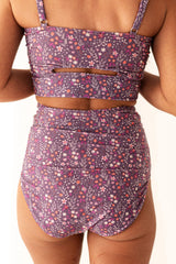 2026 Women's Floral Print Bikini Set With Ruffled Trim and Flutter Sleeves
