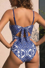2026 Women's Vintage-Print Two-Piece Swimsuit with Skirt