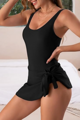 2026 Women's Playful Knotted Print One-Piece Shapewear Swimsuit Dress