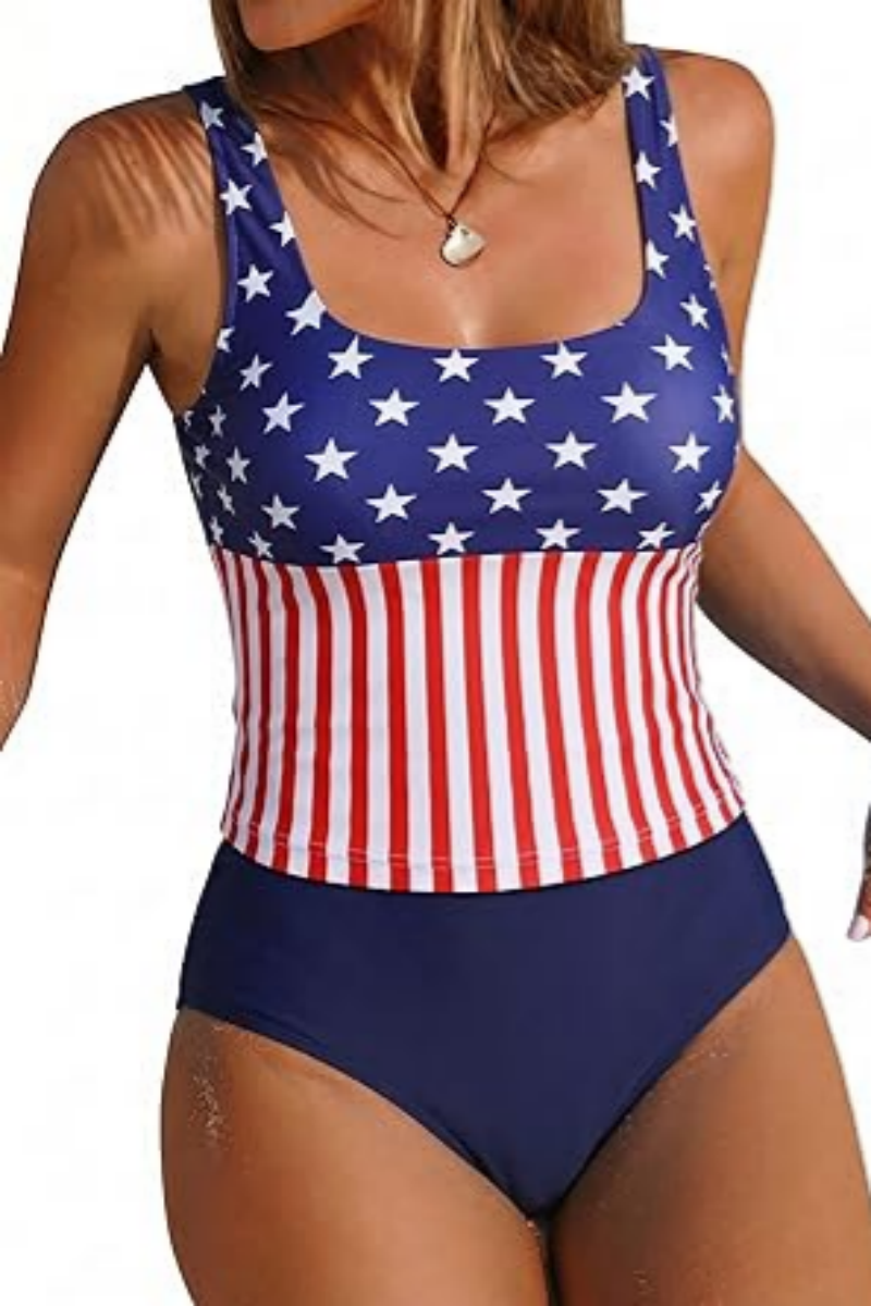 2026 Women's Printed Textured Two-Piece Tankini Swimsuit