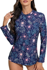2026 Women's Long-Sleeved Built-in Bra Tankini Print Two-Piece Set