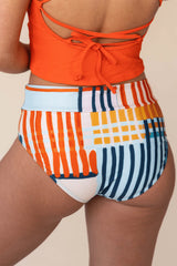 2026 Women's Slim-Fit High-Neck Printed Swimsuit Set with Tie Detail