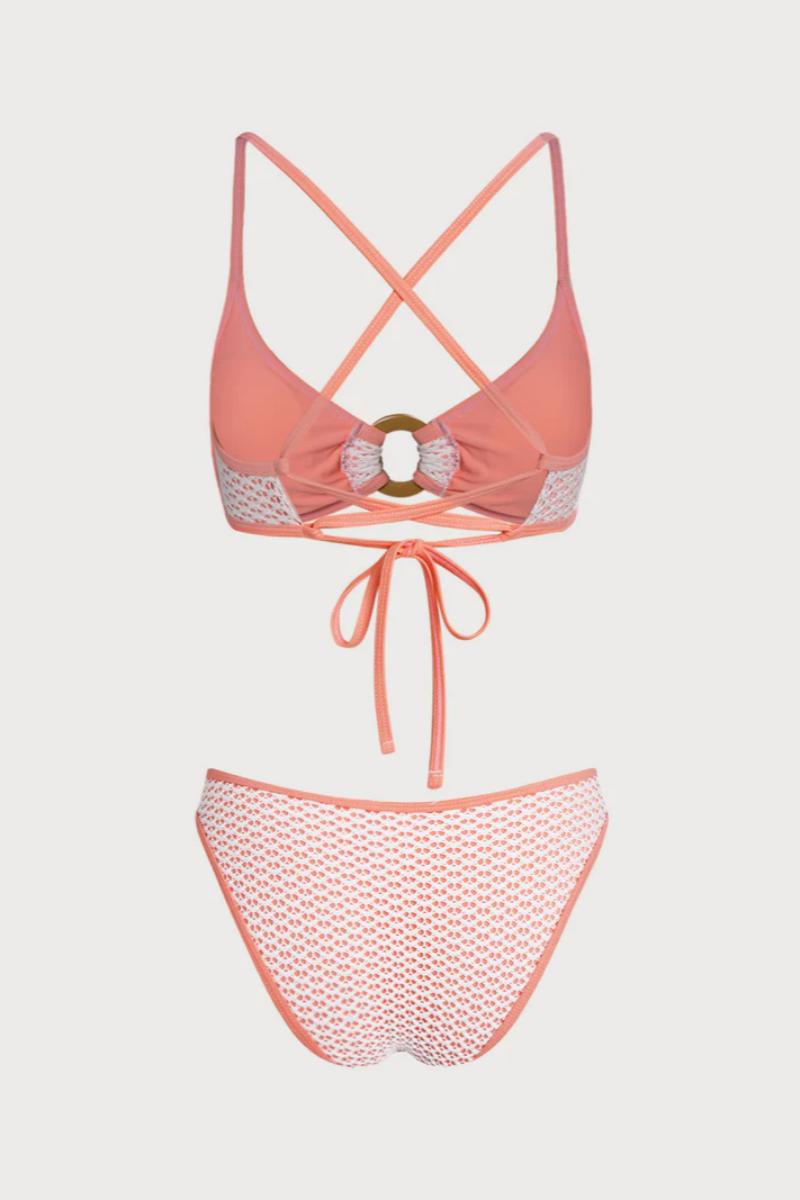 2026 Contrast Color Crochet O-Ring Halter Bikini Two-Piece Set