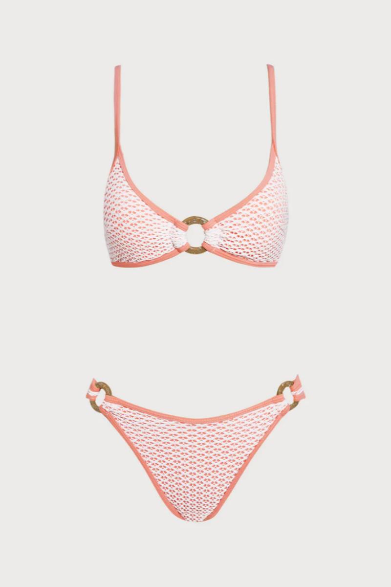 2026 Contrast Color Crochet O-Ring Halter Bikini Two-Piece Set