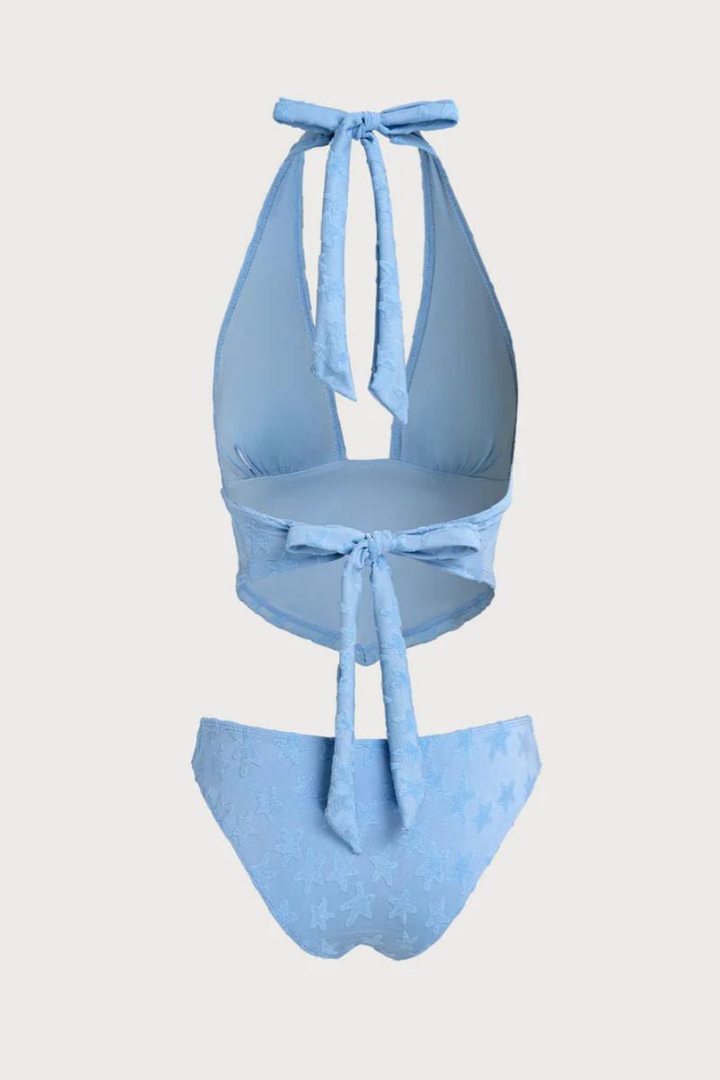 2026 Blue Five-Pointed Star Terry Halter 2-Piece Tankini Set